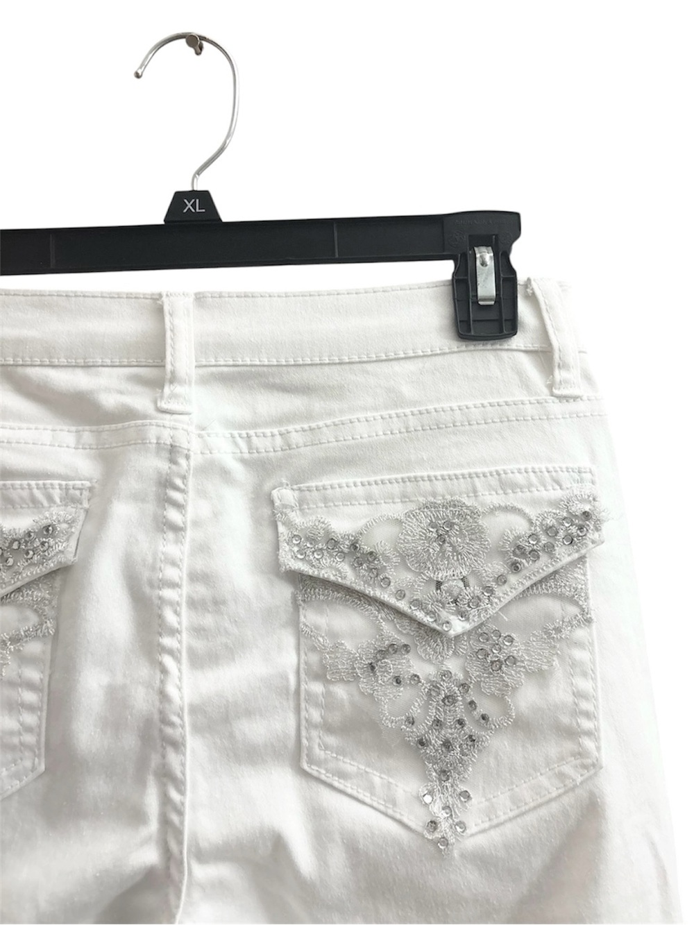 VENUS White Skinny Jeans with Embellished Rhinestone Back Pockets